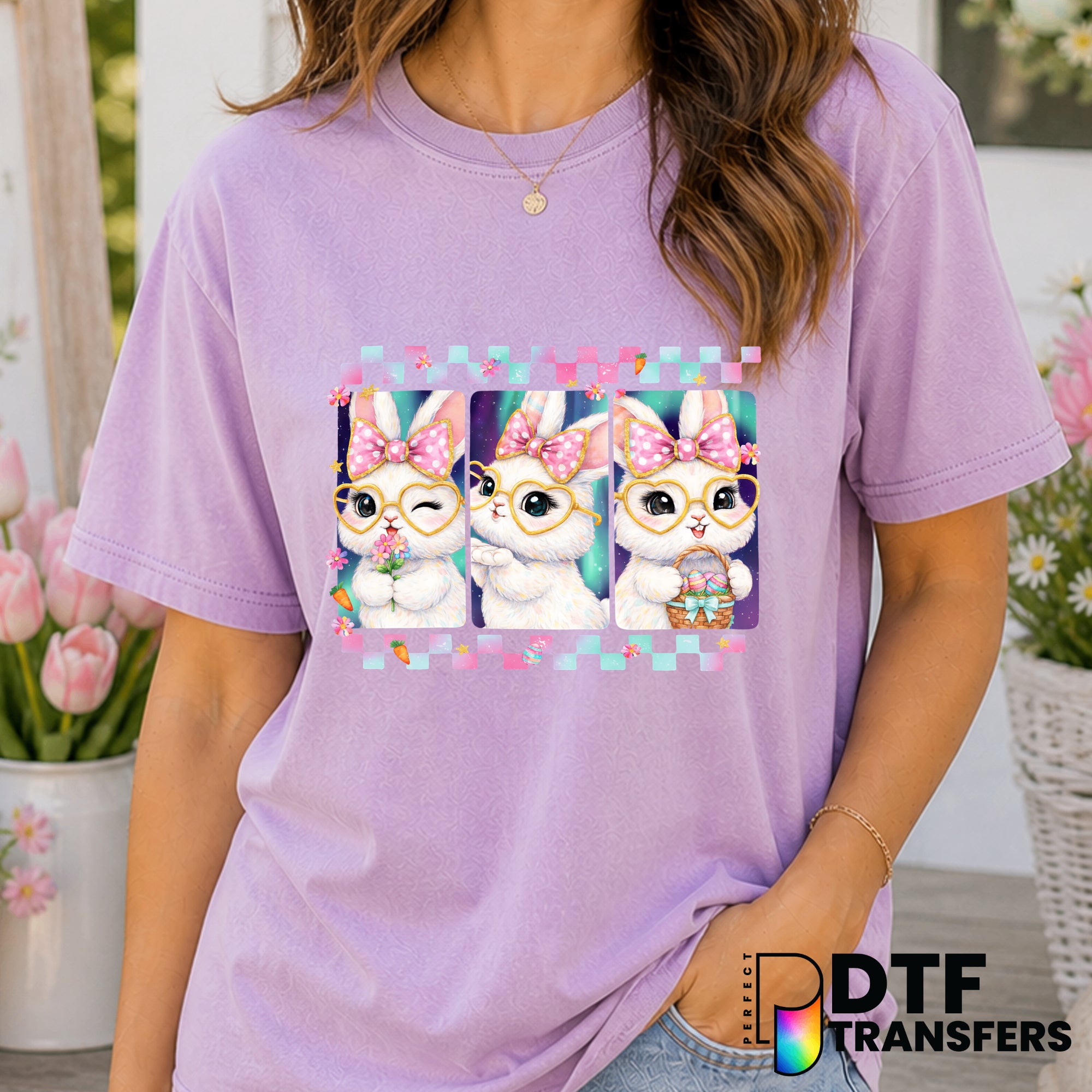 Cute Easter Bunny Trio – Easter DTF Transfer