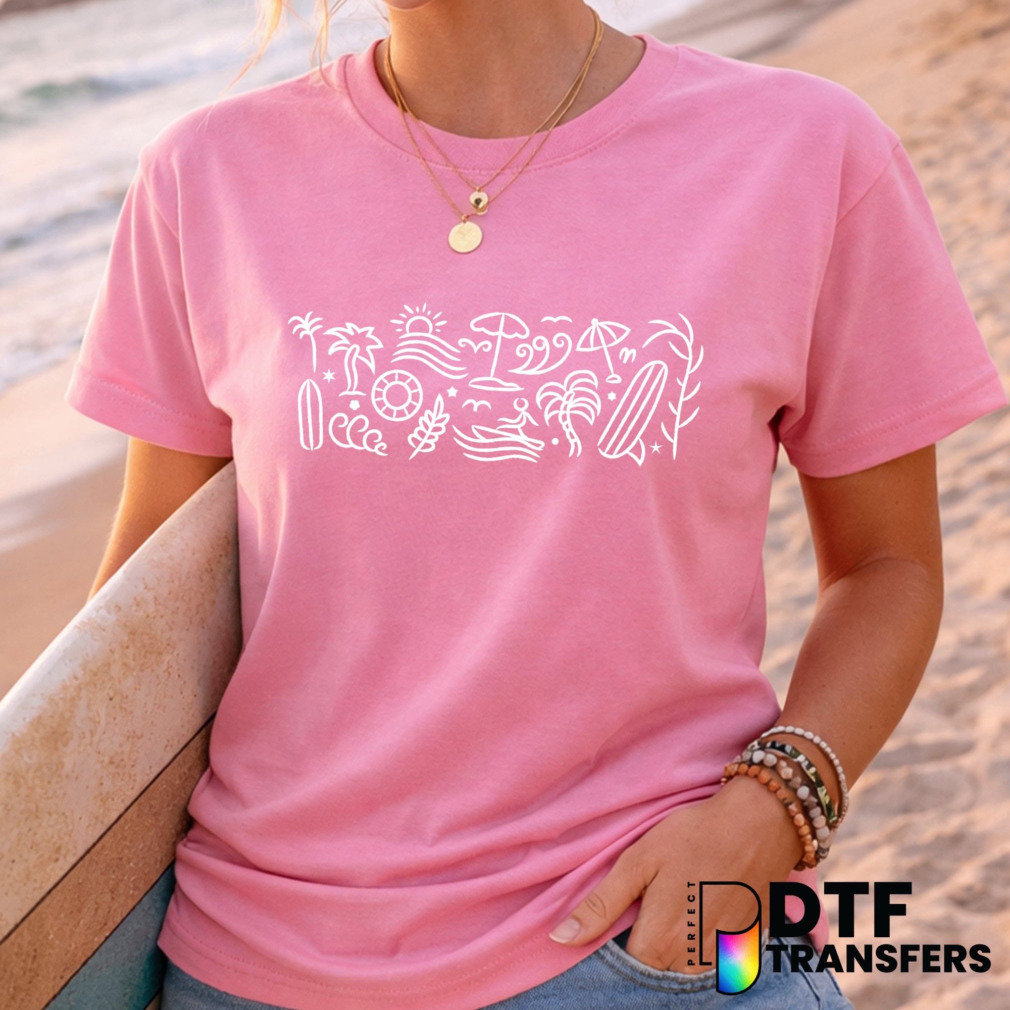 Wave W Surfing – DTF Transfer