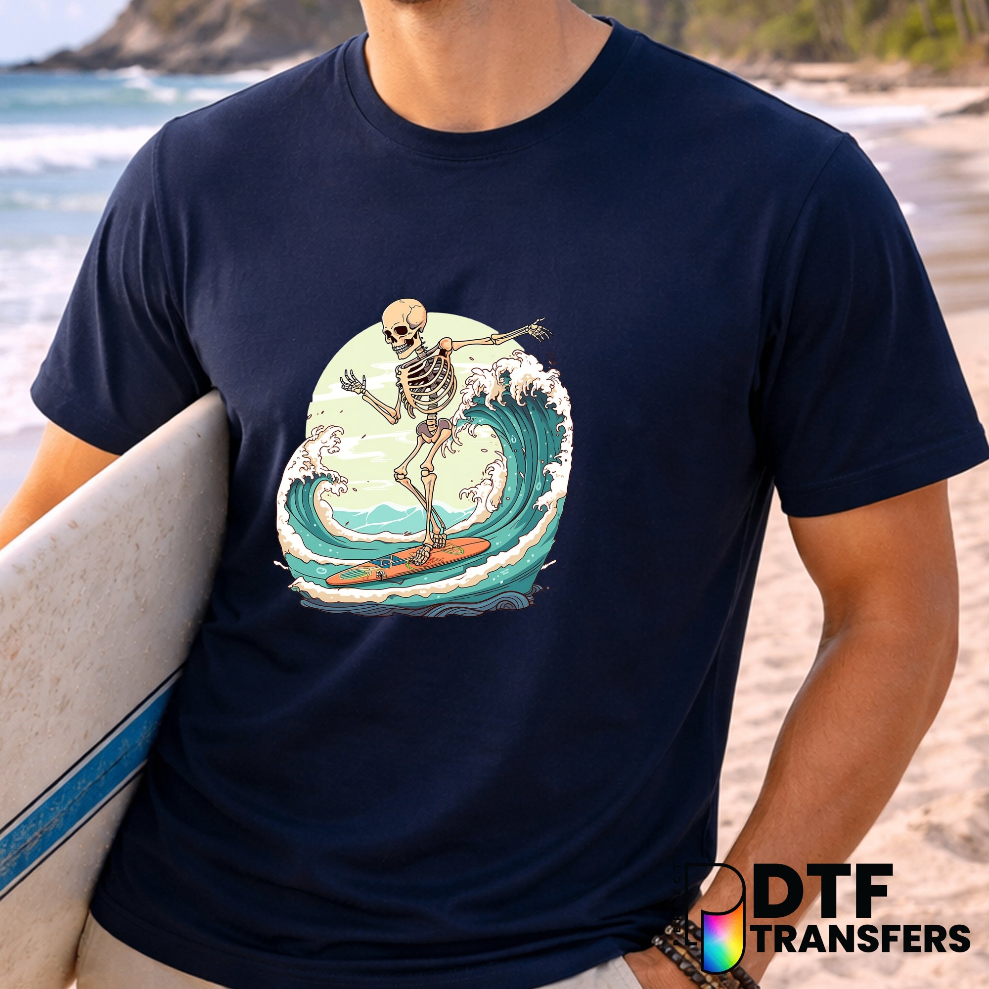 Surfing Skeleton – Surfing DTF Transfer