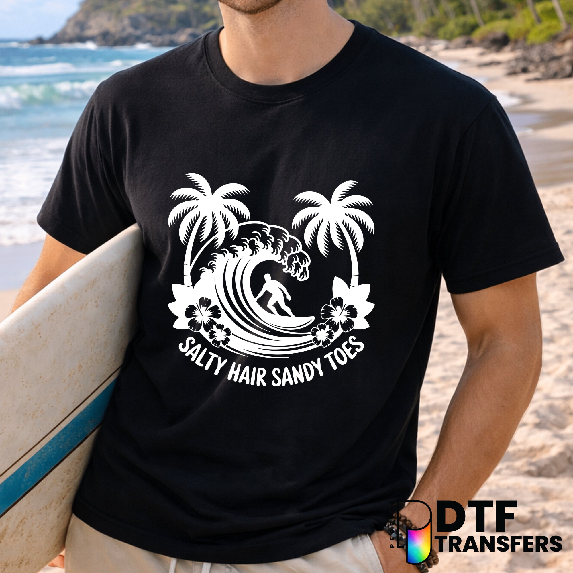 Salty Hair Sandy Toes – Surfing DTF Transfer