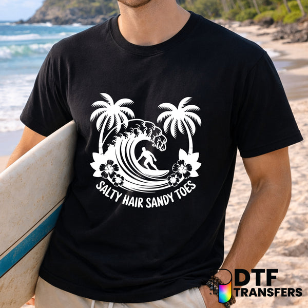 Salty Hair Sandy Toes – Surfing DTF Transfer