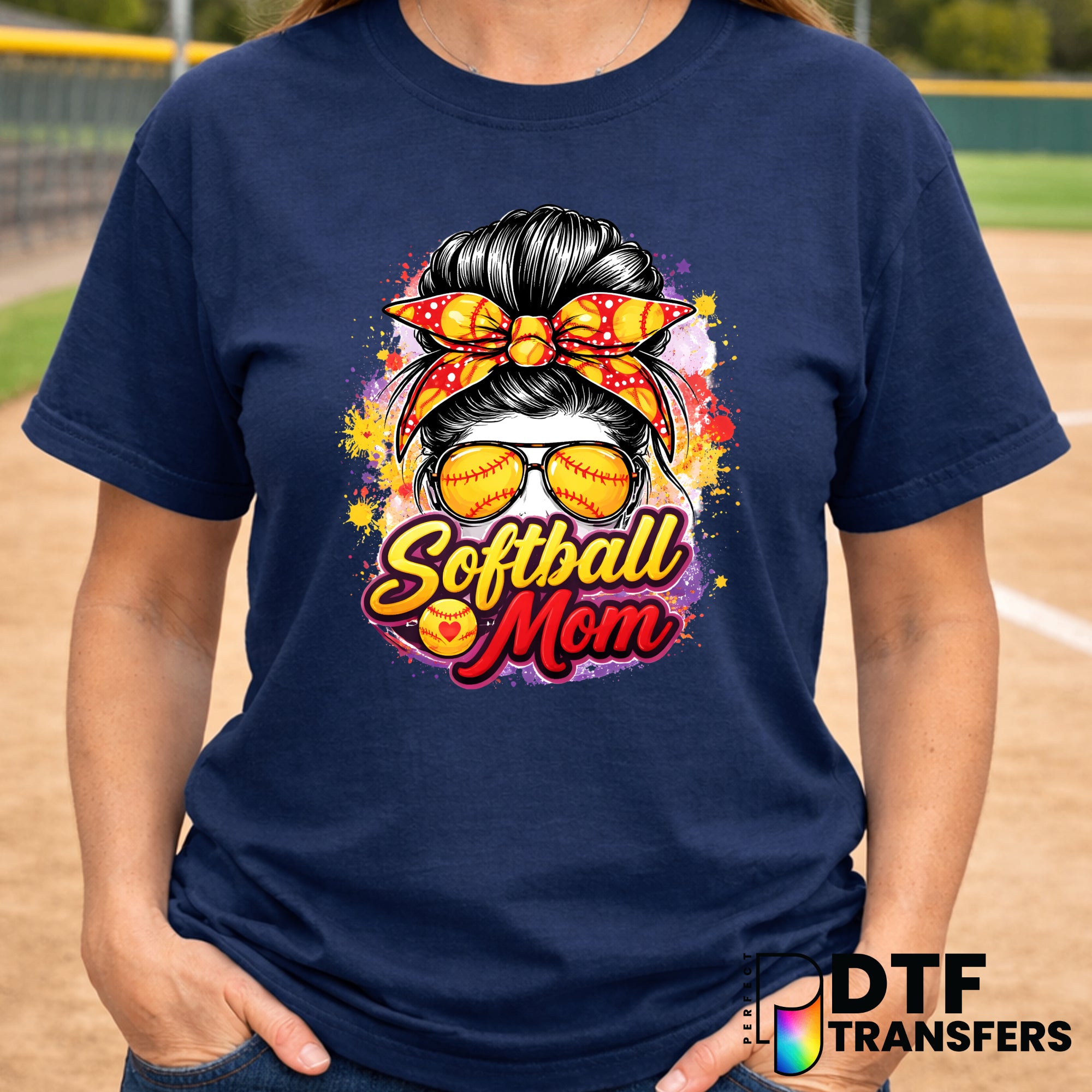 Softball Mom Messy Bun – Softball DTF Transfer
