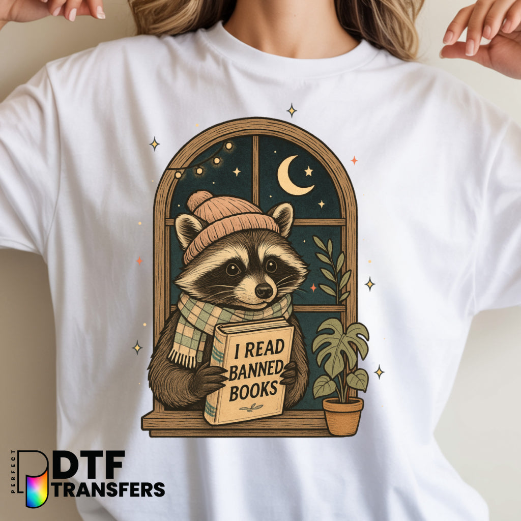 I Read Banned Books Raccoon – Teacher DTF Transfer