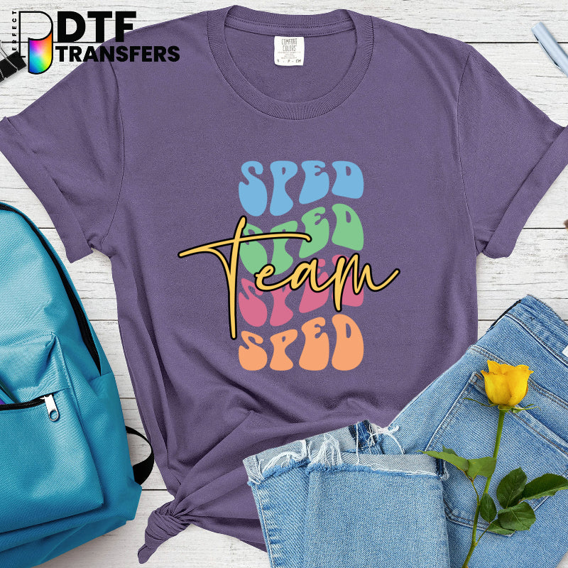 SPED TEAM Script Stack Colorful – Special Education DTF Transfer