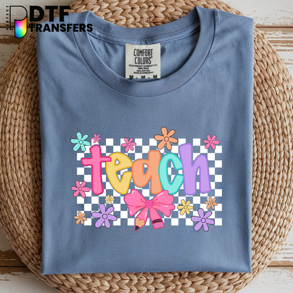 TEACH Floral Bow – Teacher DTF Transfer