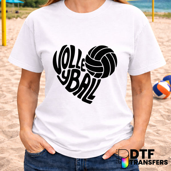 Volleyball Heart Lettering – Volleyball DTF Transfer