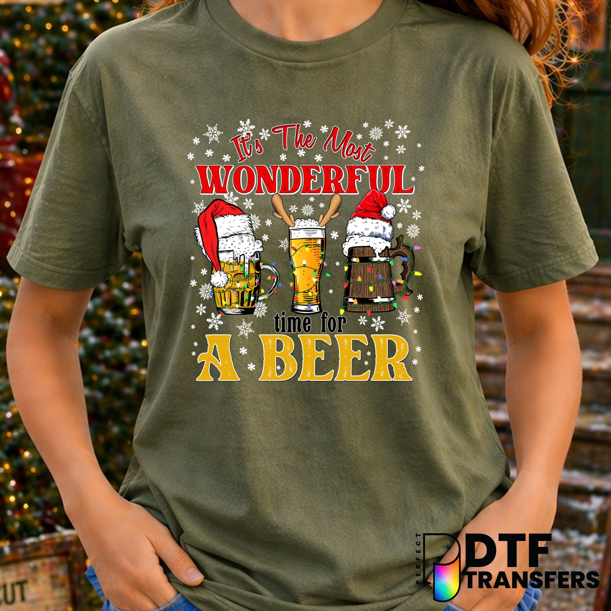 It's the Most Wonderful Time For A Beer – Christmas DTF Transfer