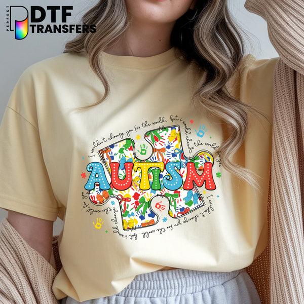 Autism Awareness Puzzle Piece Bow – Special Education DTF Transfer