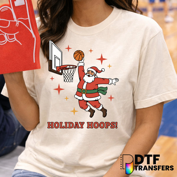 Holiday Hoops Santa Dunk – Basketball DTF Transfer