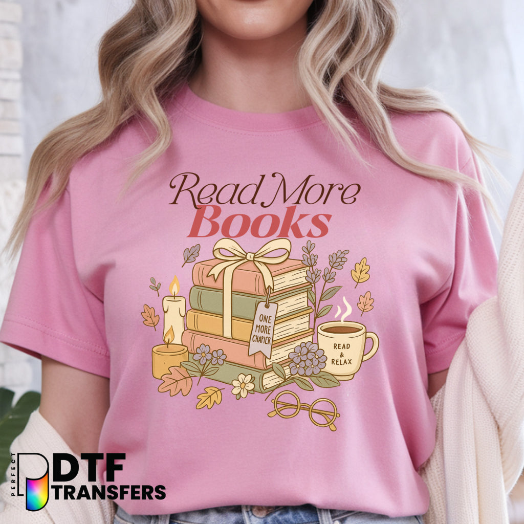 Read More Books Floral Bookstack – Teacher DTF Transfer
