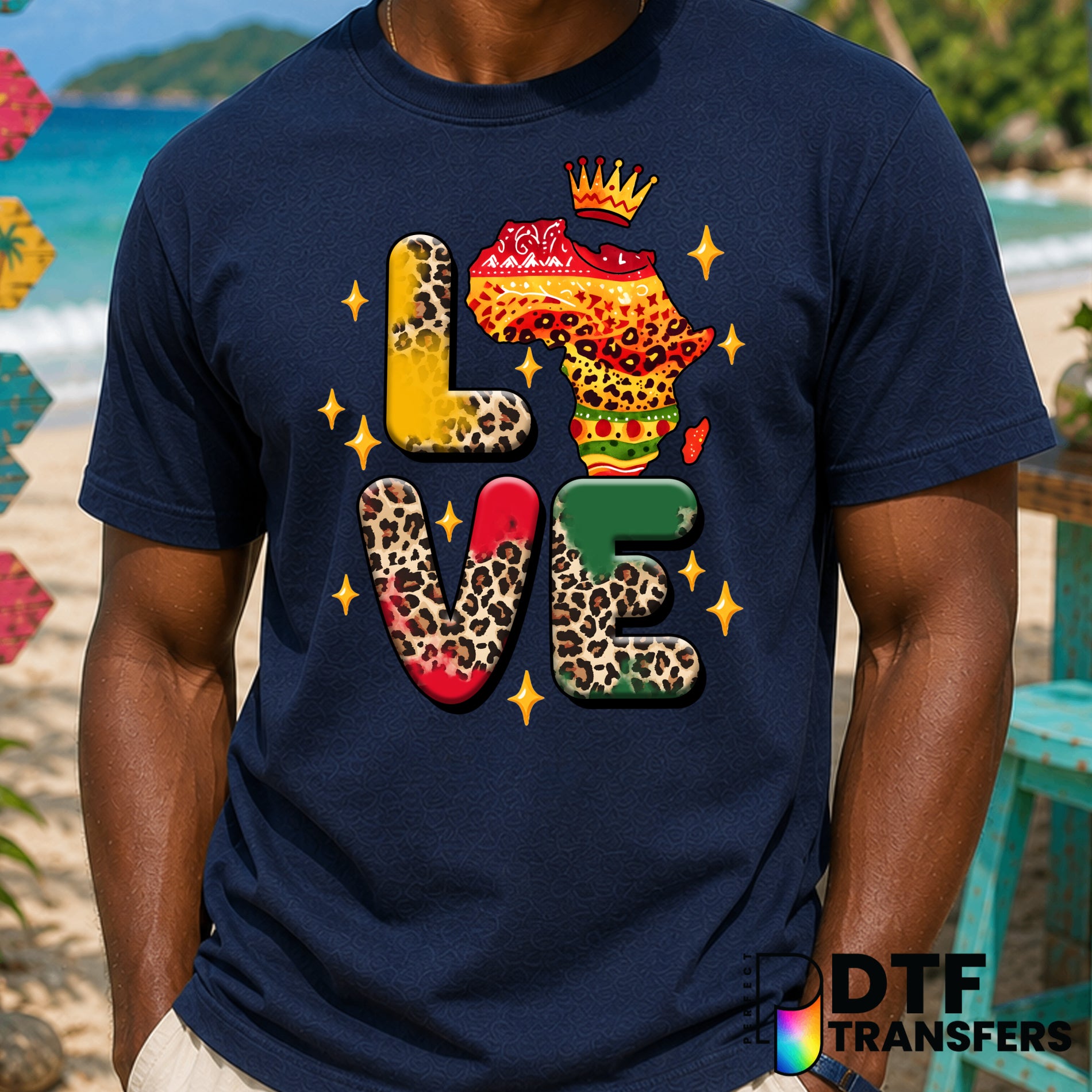 LOVE Africa Leopard Crown – Black History Month DTF Transfer