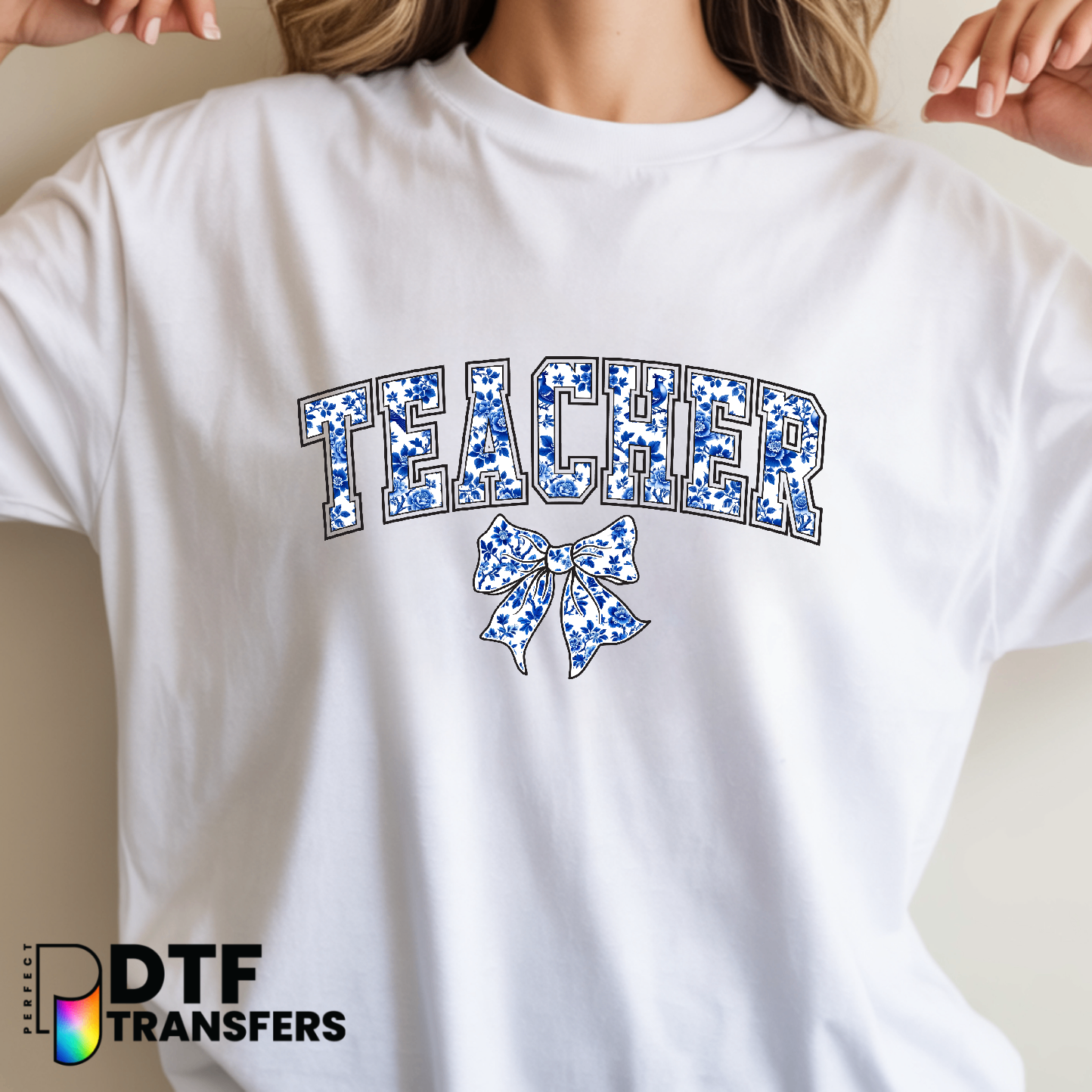 Teacher Chinoiserie Bow DTF Transfer