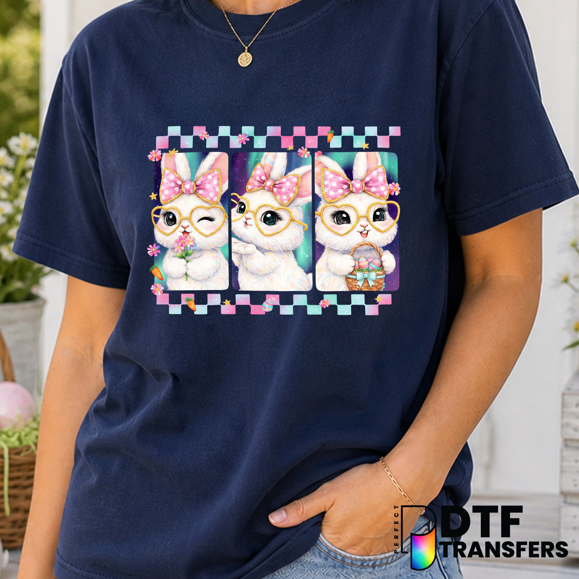 Cute Easter Bunny Trio – Easter DTF Transfer