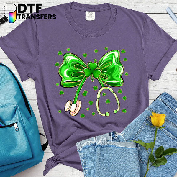 SCHOOL NURSE Stethoscope Clovers – School Nurse DTF Transfer