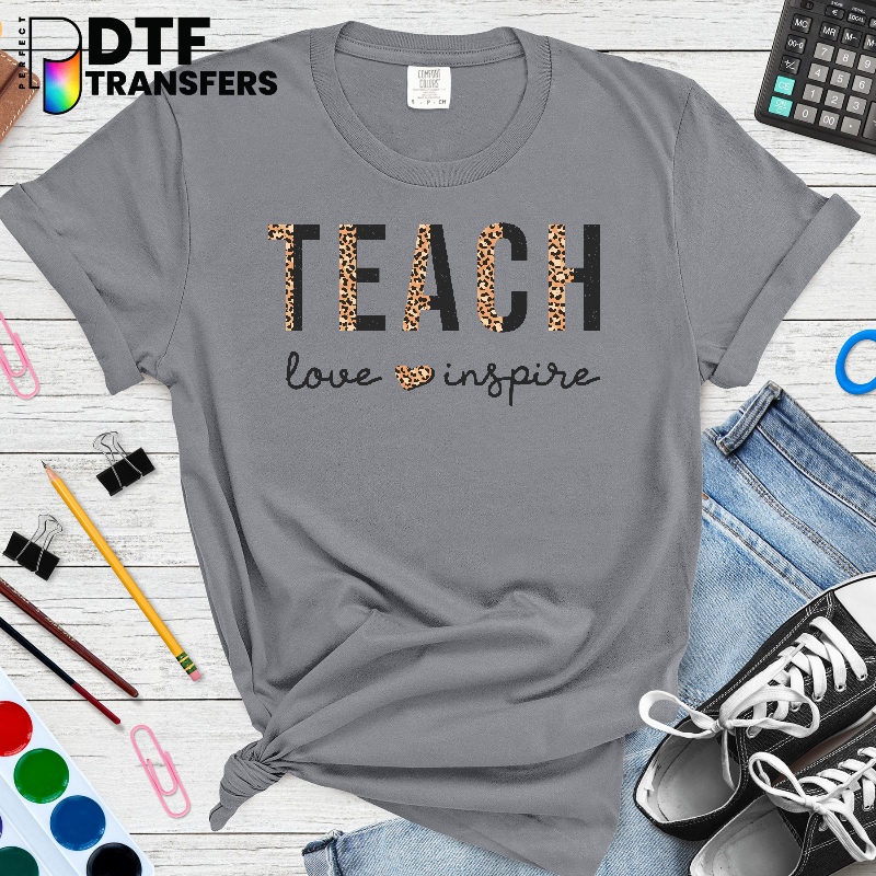 Leopard Teach Love Inspire – Teacher DTF Transfer