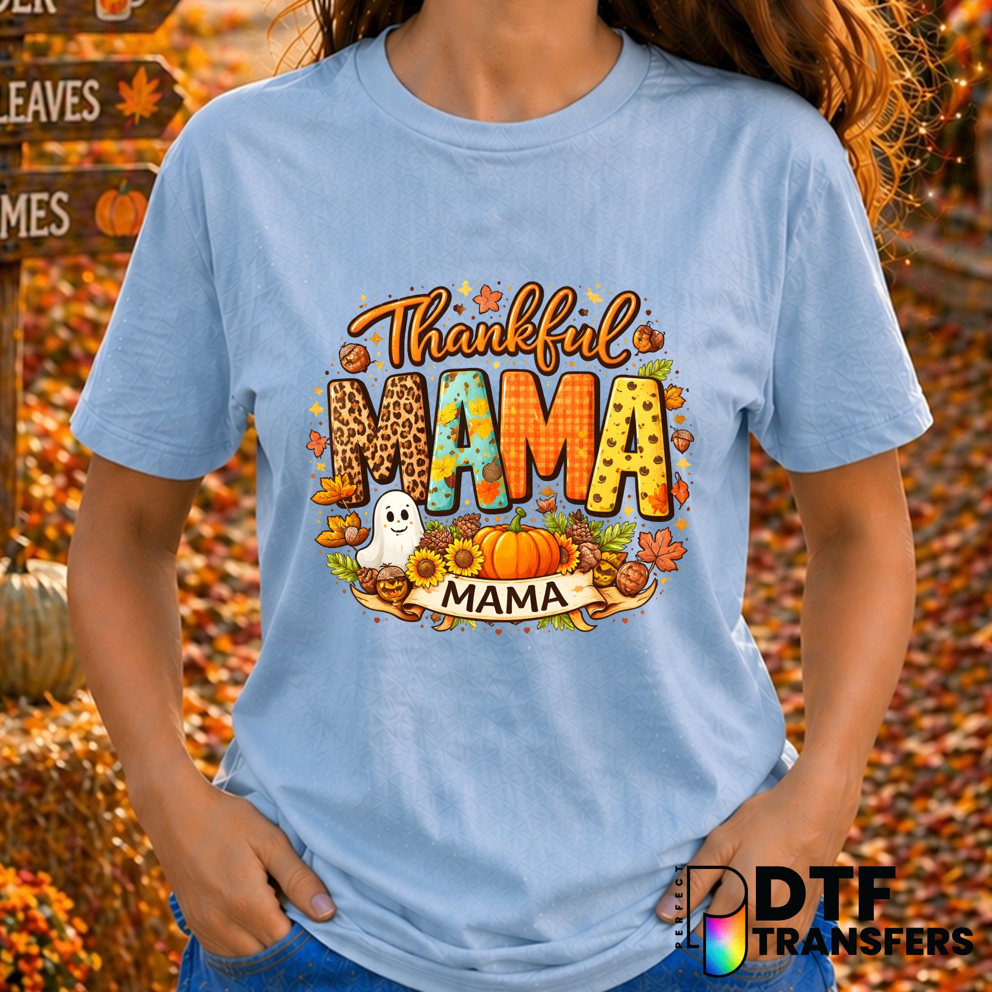 Thankful Mama Fall Autumn Thanksgiving – DTF Transfer
