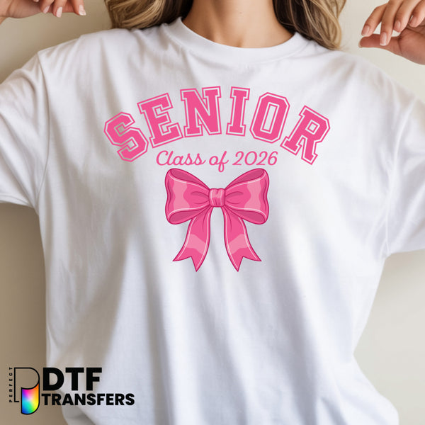 SENIOR 2026 Pink Bow Motif – Teacher DTF Transfer