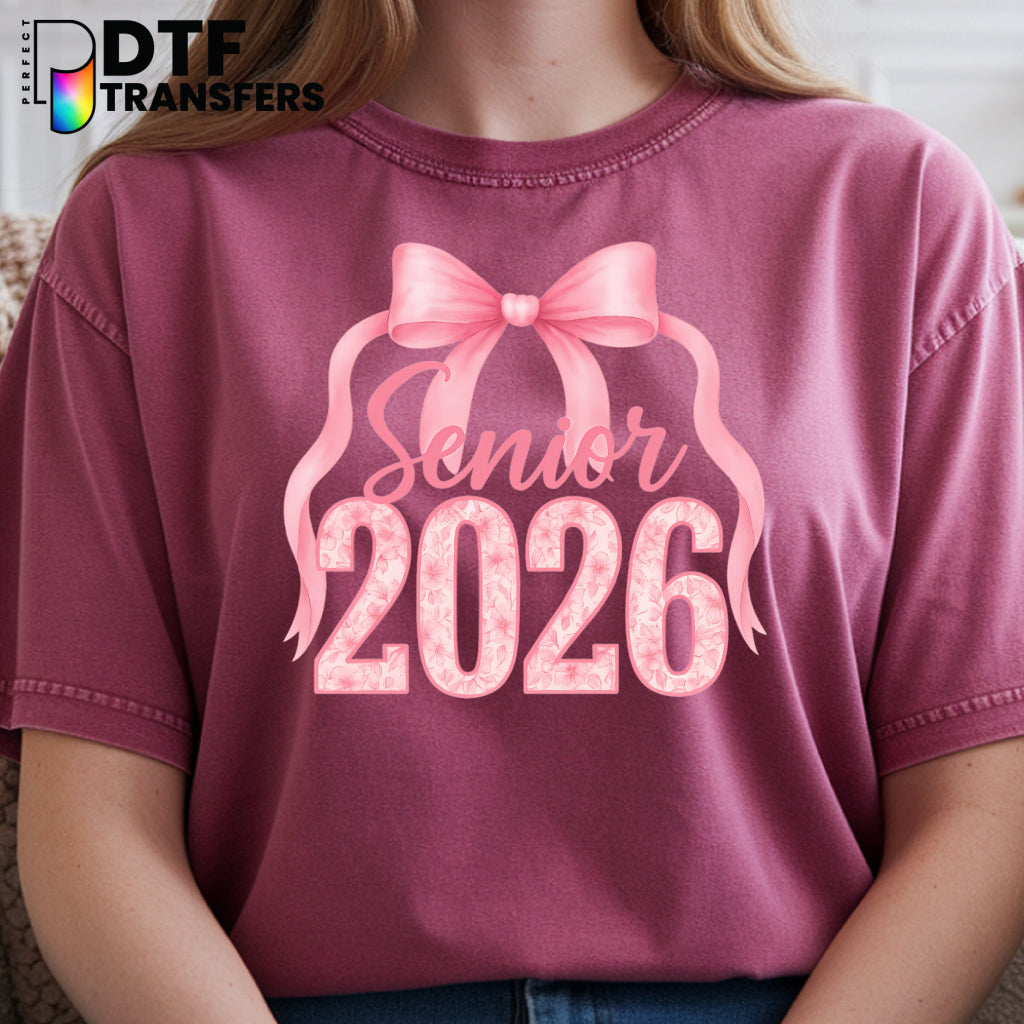 Senior 2026 Pink Bow – Teacher DTF Transfer