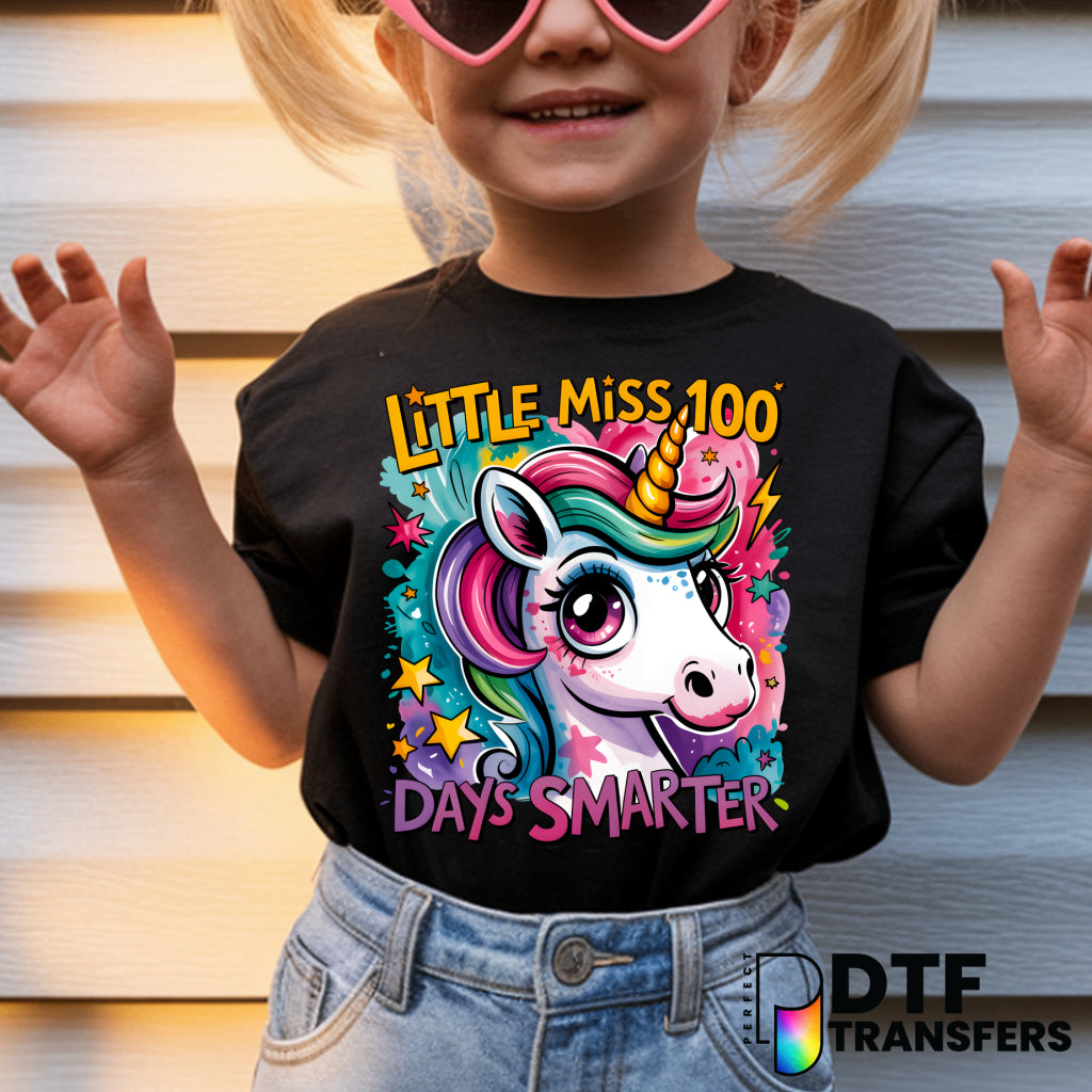 Little Miss 100 Days Smarter - 100 Days of School – Teacher DTF Transfer