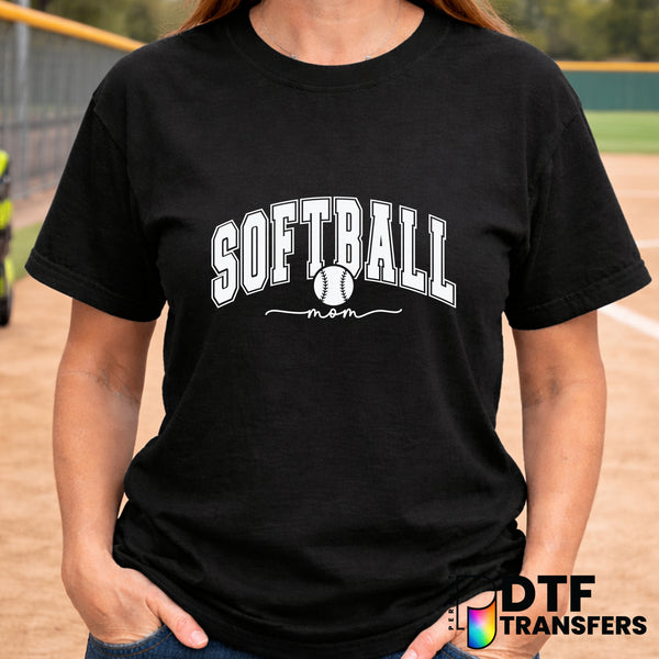 Softball Mom Varsity Arch – Softball DTF Transfer