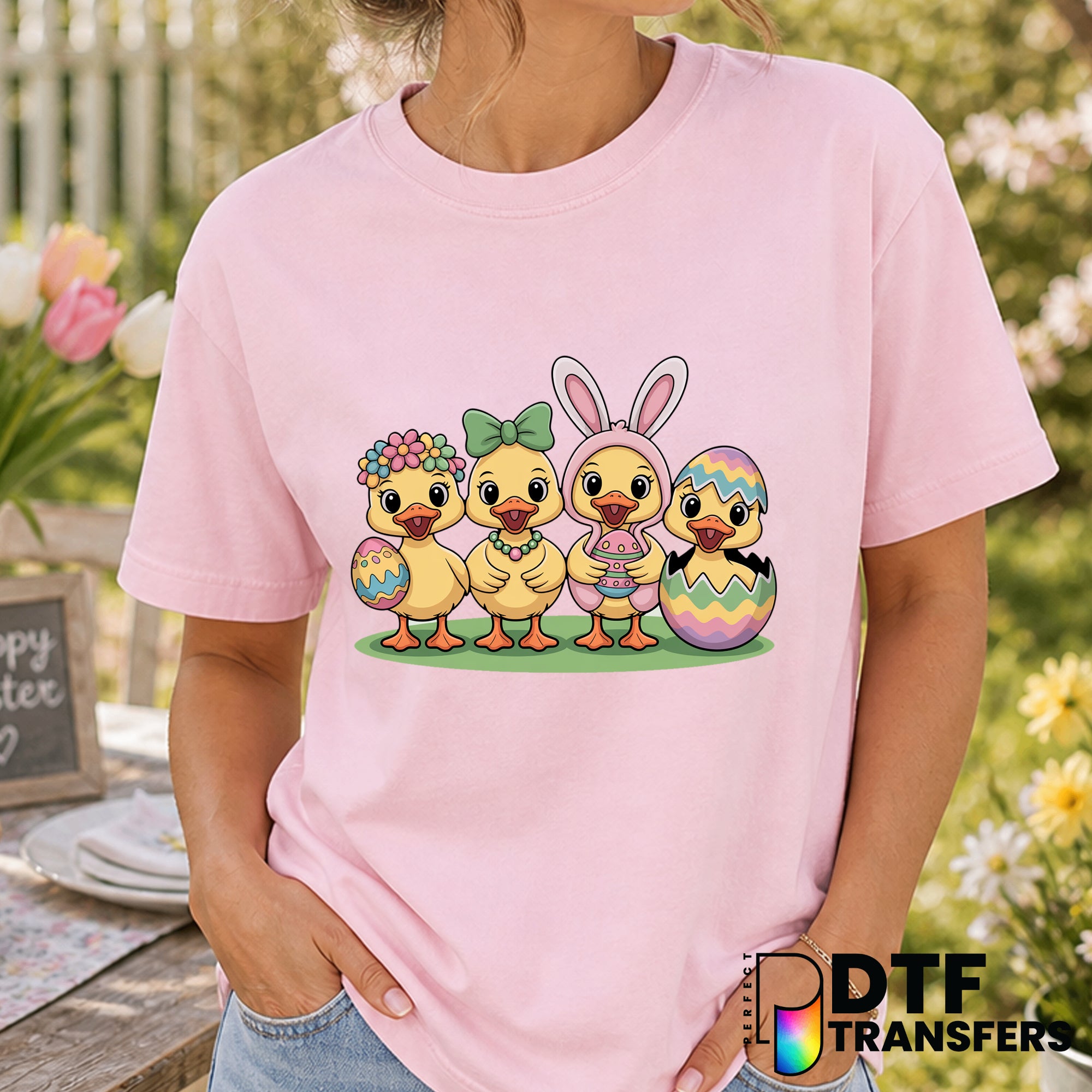 Easter Ducks Coquette Floral Eggs – Easter DTF Transfer