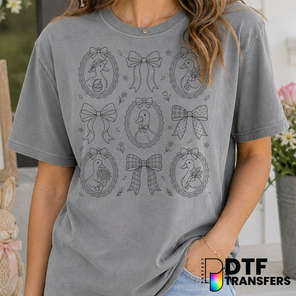 Happy Easter Goose Line Art – Easter DTF Transfer