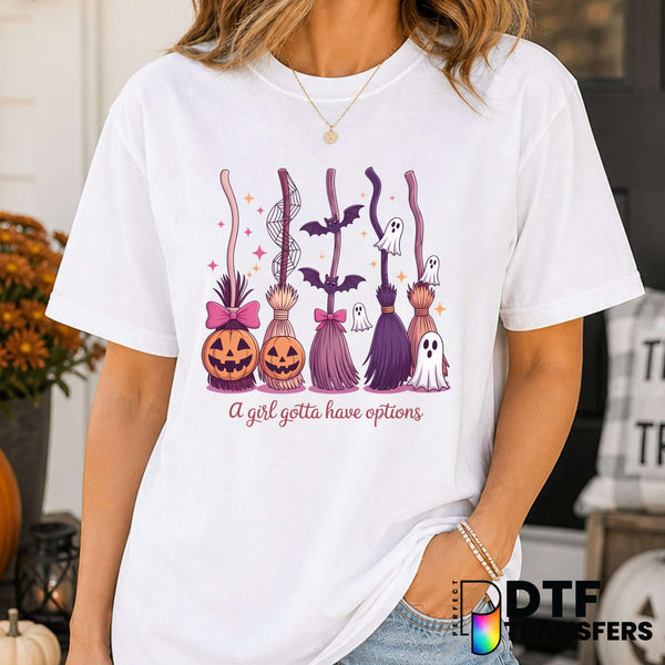 A Girls Gotta Have Options Pink Coquette Witch – Halloween DTF Transfer