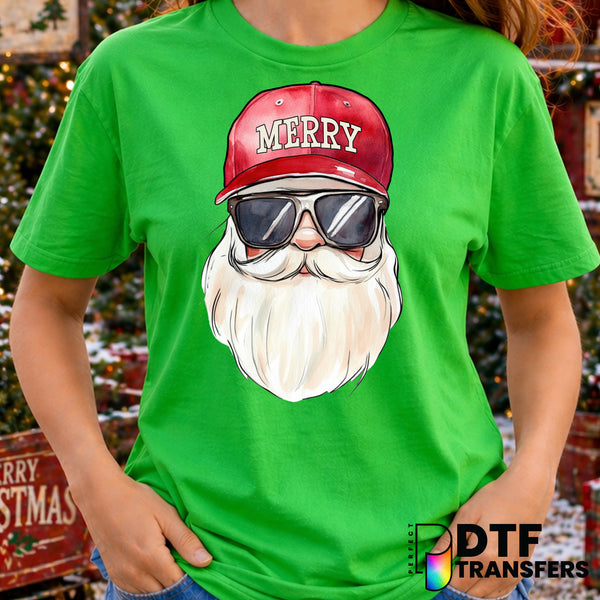 Retro Santa Merry Christmas Baseball Cap – Christmas DTF Transfer