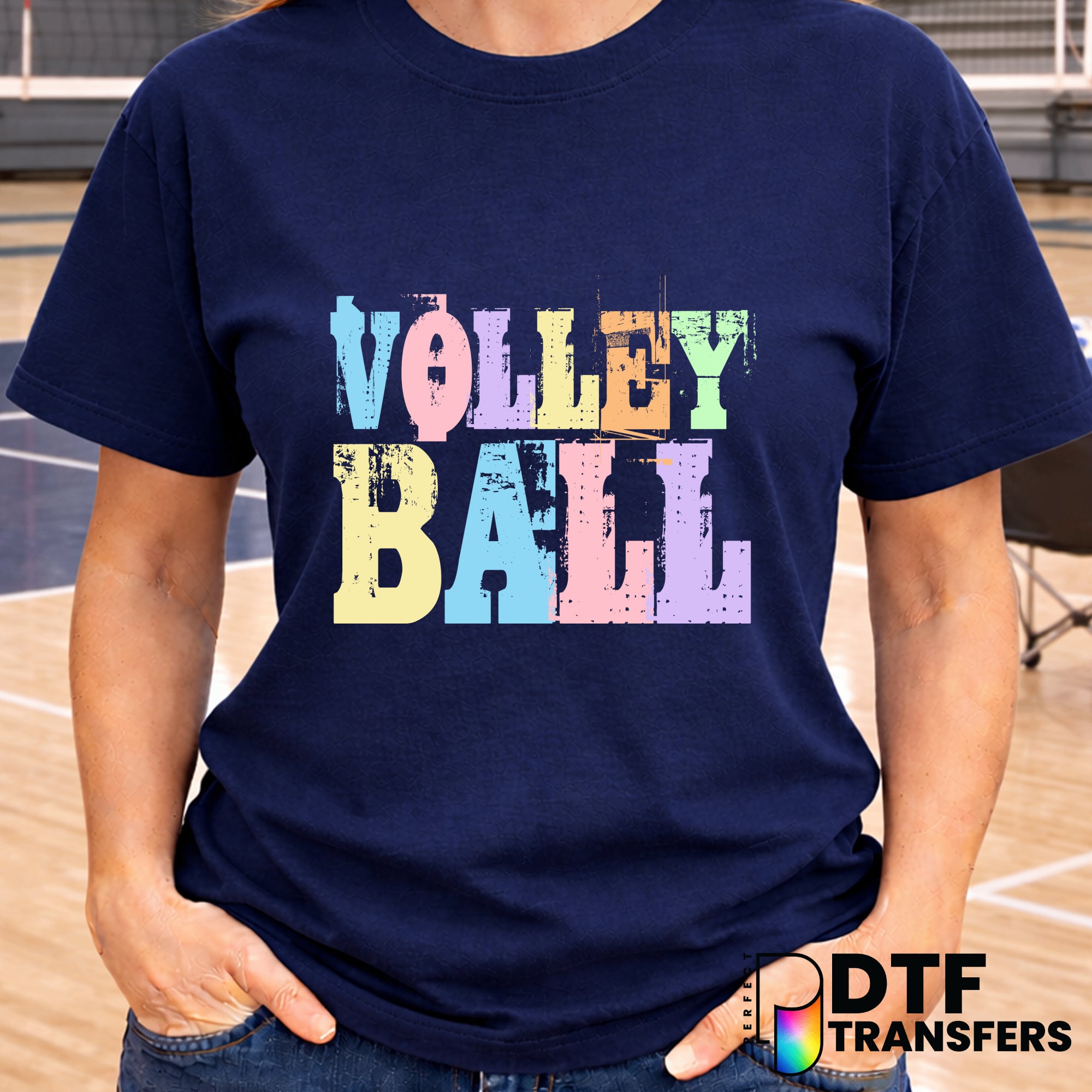 VOLLEYBALL Stacked Grunge – Volleyball DTF Transfer