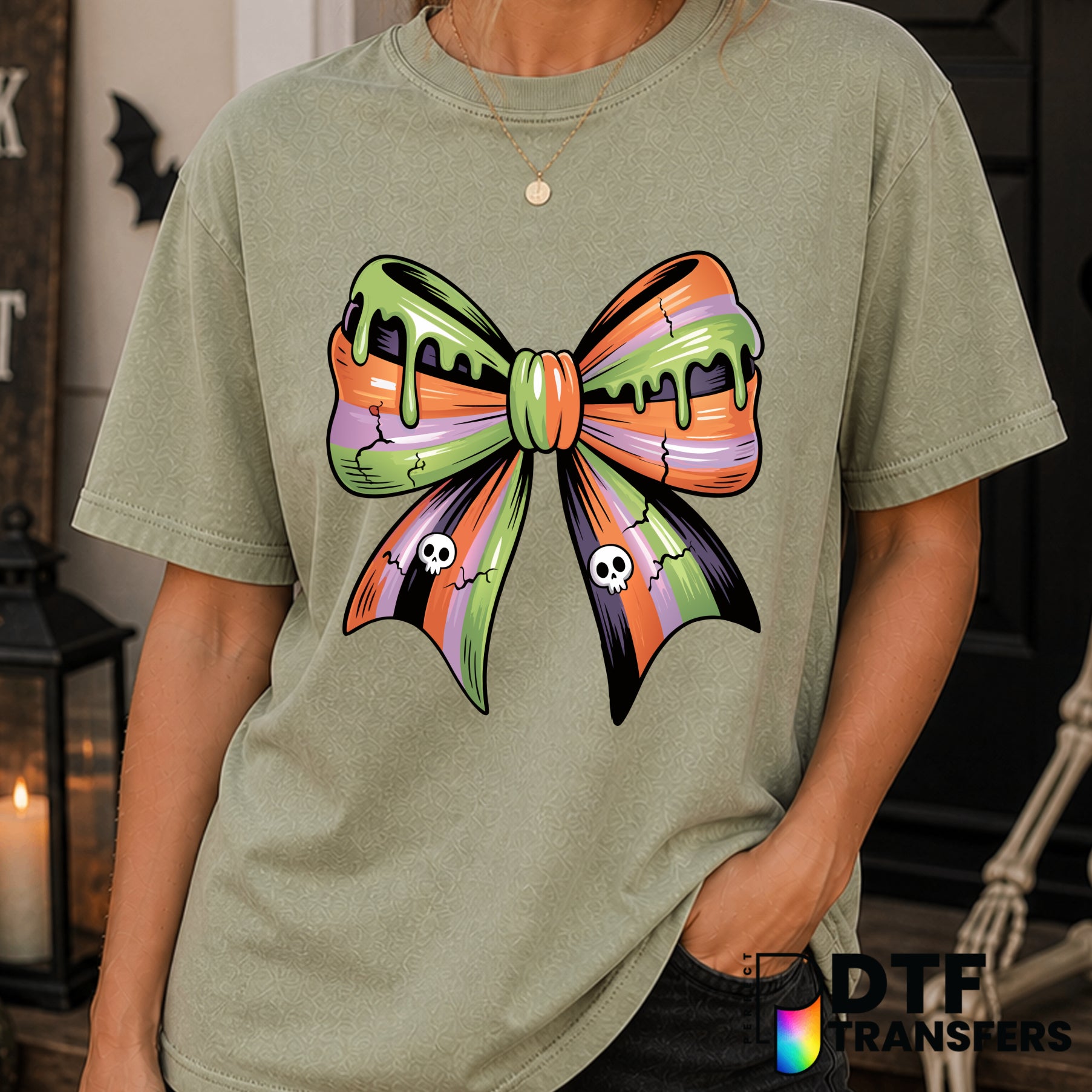 Halloween Grunge Coquette Bow Skulls – DTF Transfer