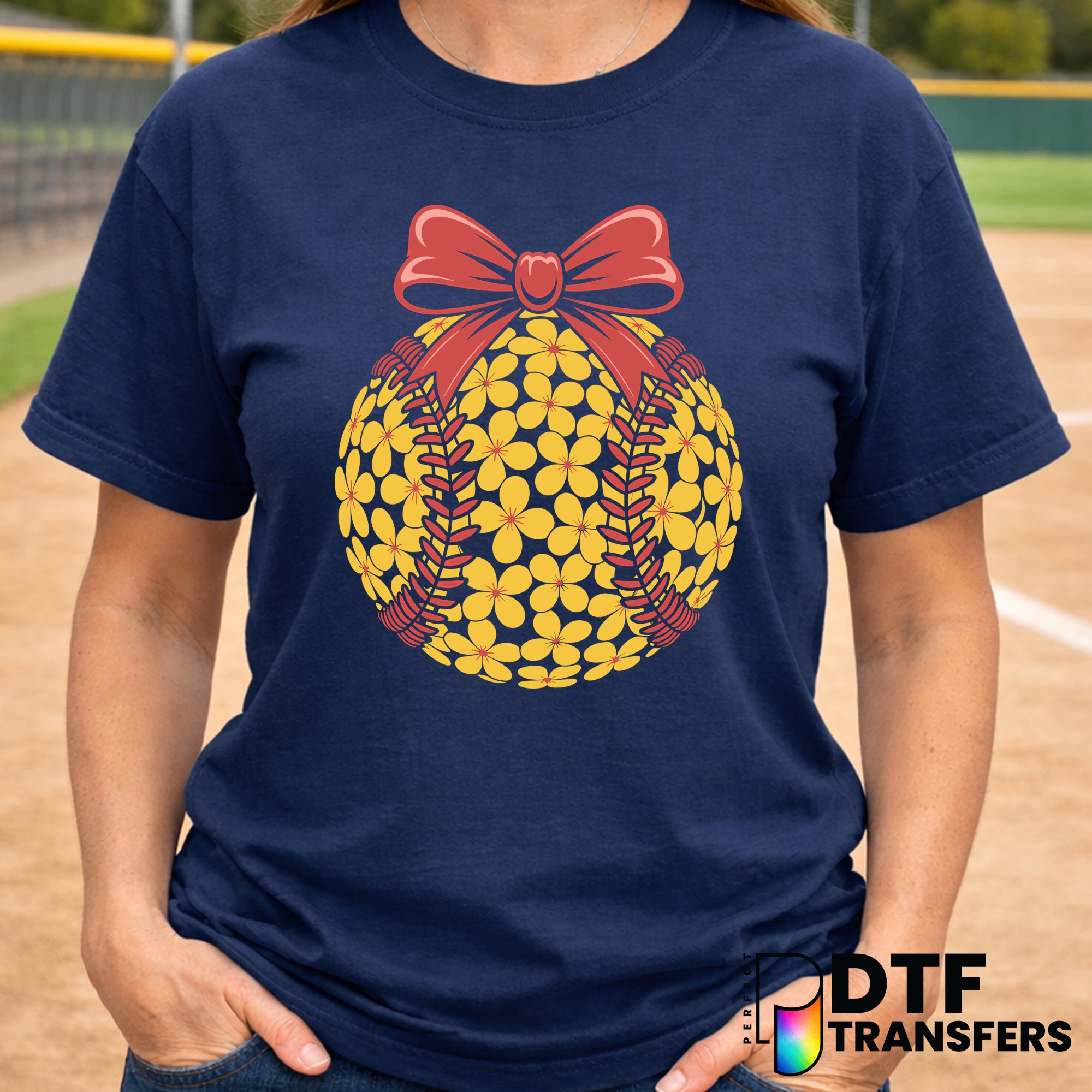 Softball Daisy Floral Coquette Bows – Softball DTF Transfer