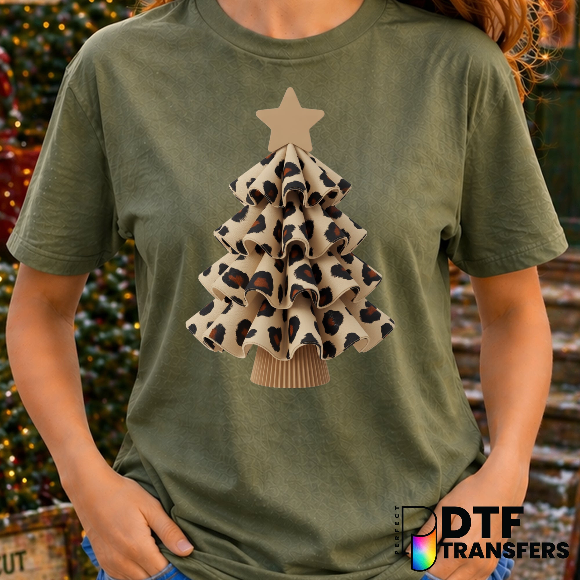 Christmas Tree Leopard Coquette – Christmas DTF Transfer