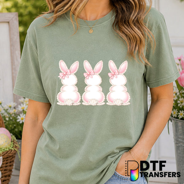 Pearl Bunny Easter Pastel Coquette Bunnies – Easter DTF Transfer