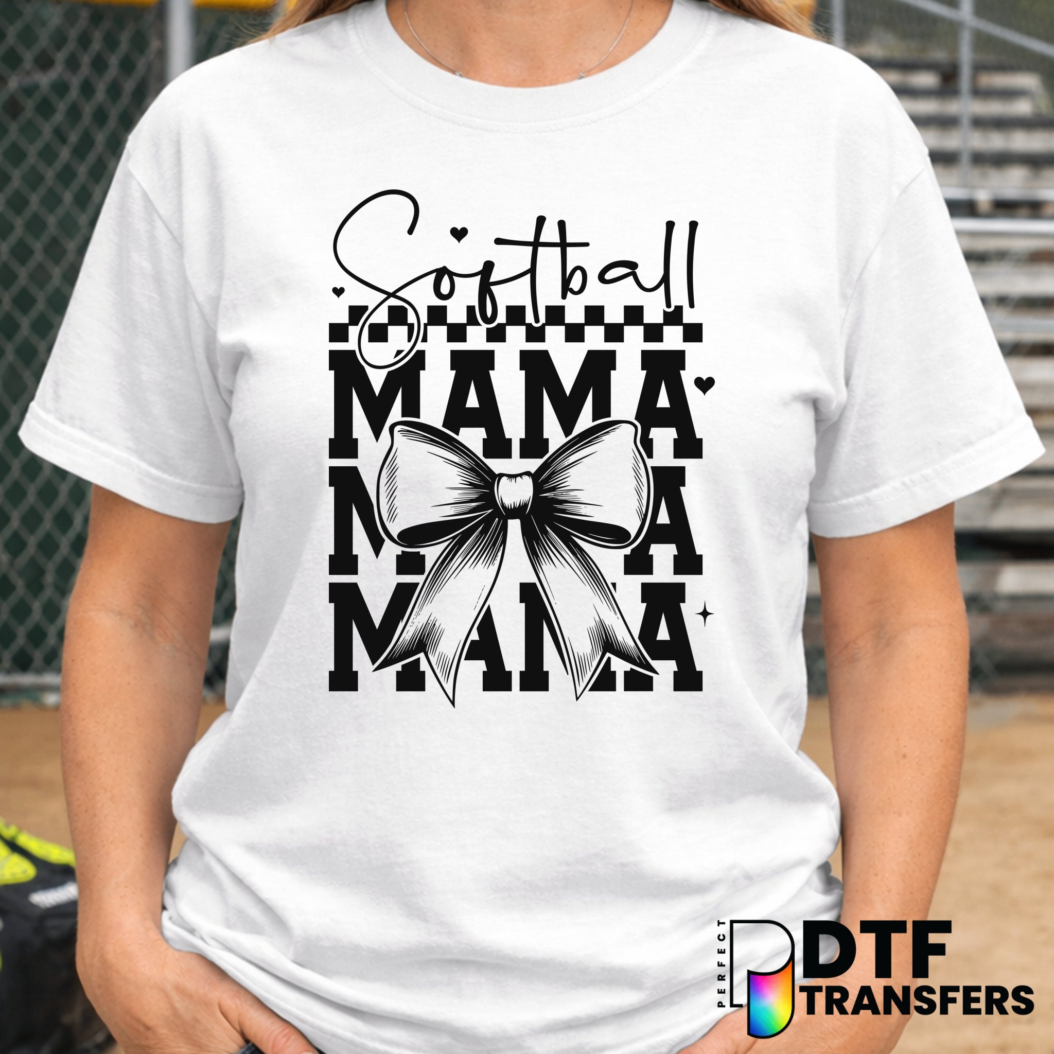 Softball Mama Script Bow – DTF Transfer