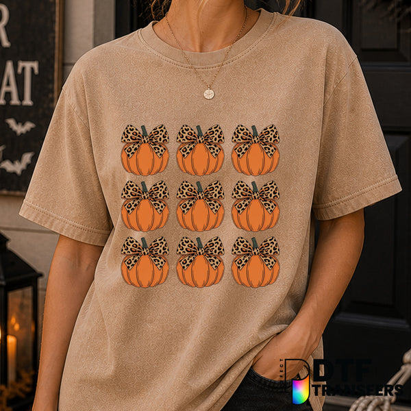 Leopard Bow Pumpkin – Halloween DTF Transfer