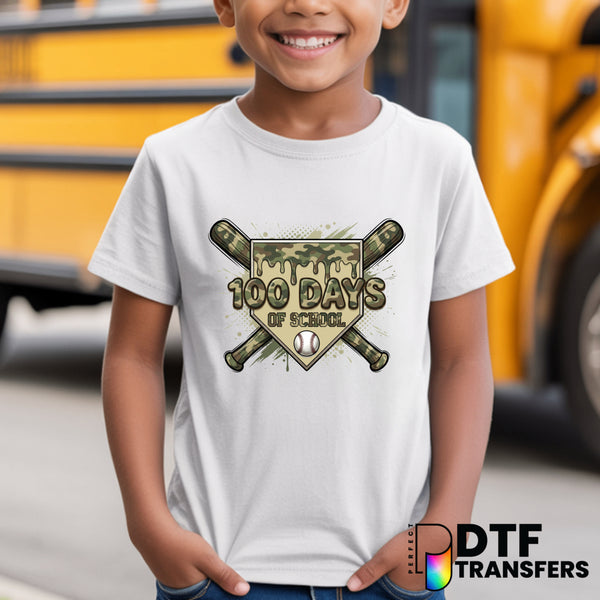 100 Days Of School Camo Baseball – Teacher DTF Transfer