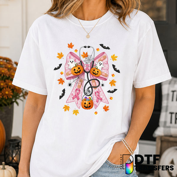 Coquette Nurse Bow Spiderweb – Halloween DTF Transfer