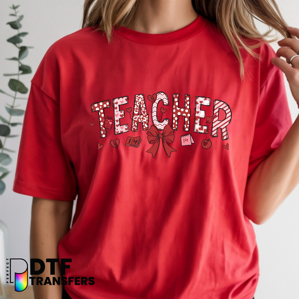 Teacher Bow with Heart – Teacher DTF Transfer