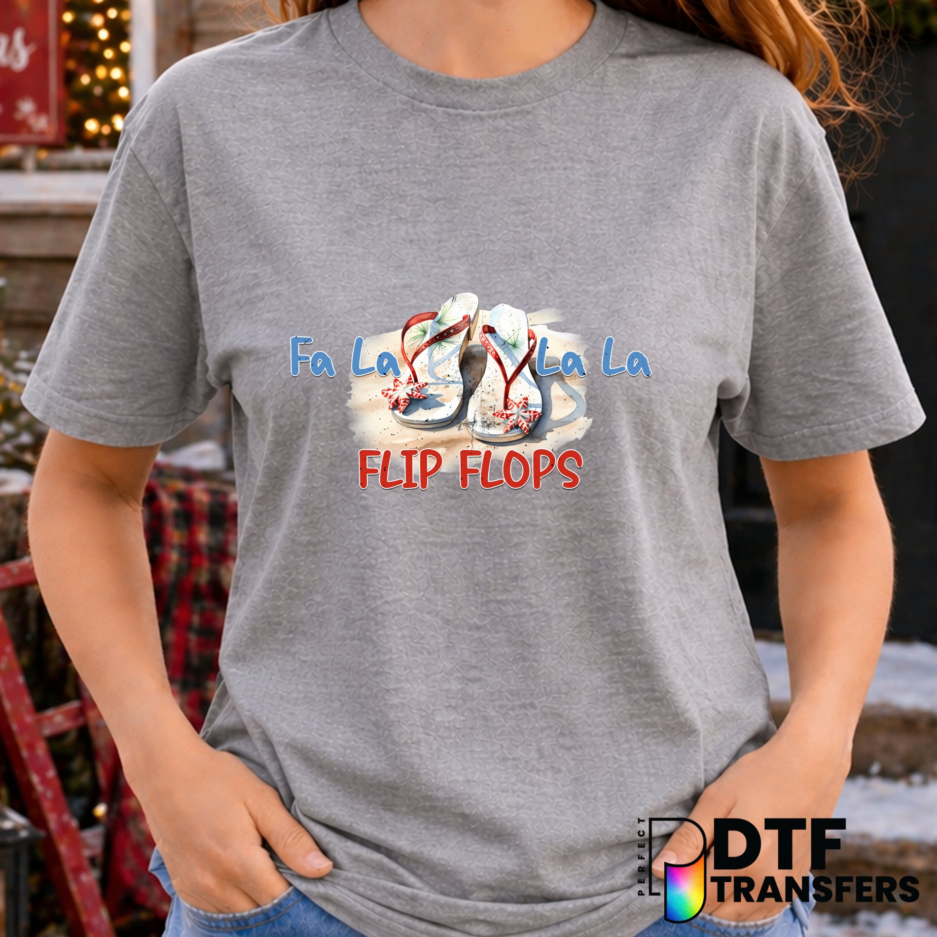 Fa La La La Flip Flops – Christmas DTF Transfer