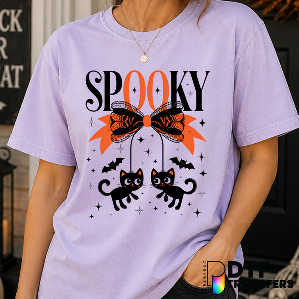 Spooky Halloween Black Cat Coquette Bow – Halloween DTF Transfer
