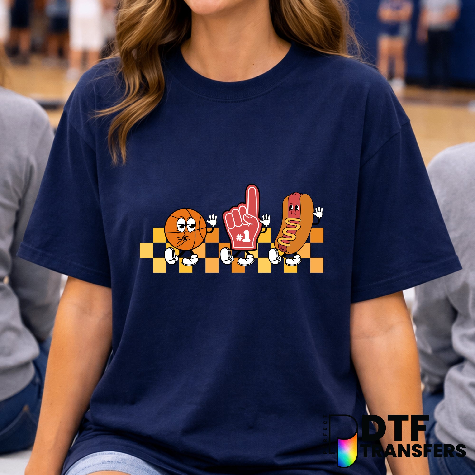 Checkered Fish Mascot Basketball – DTF Transfer