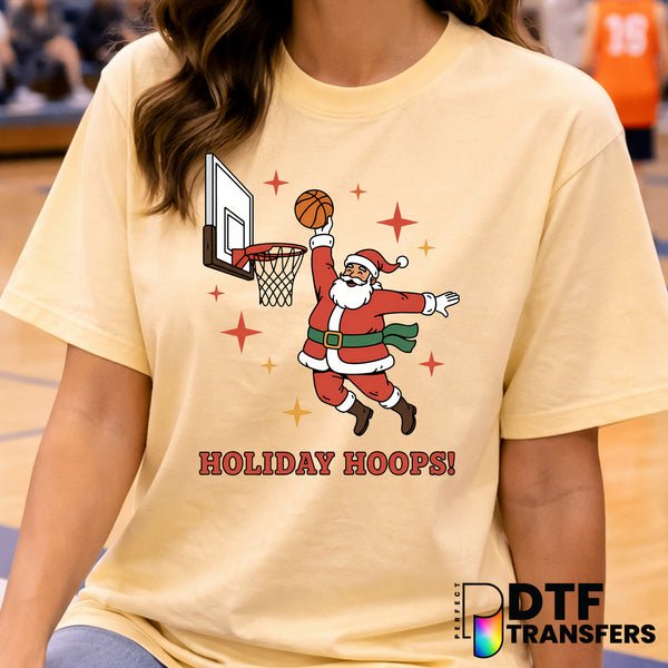 Holiday Hoops Santa Dunk – Basketball DTF Transfer