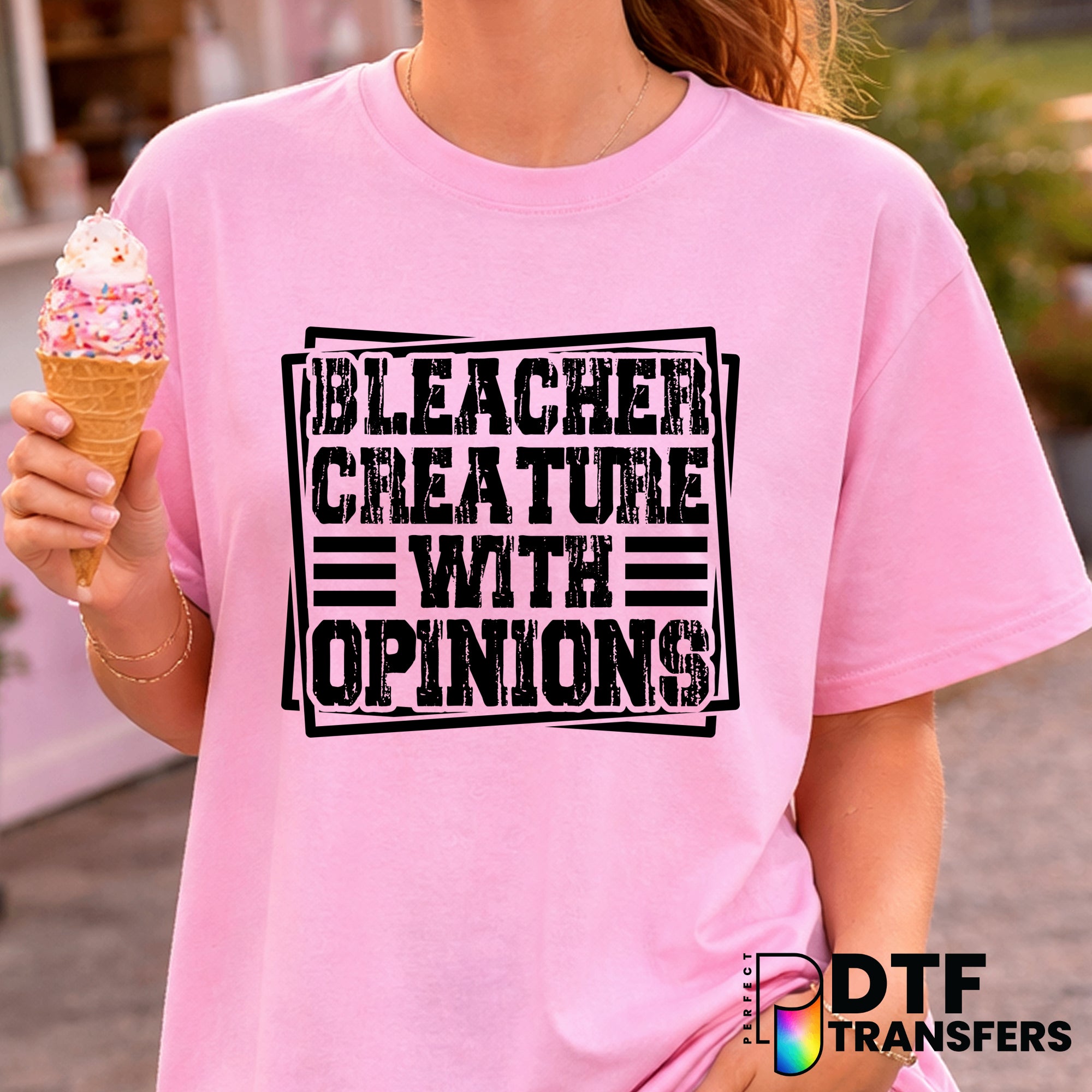 BLEACHER CREATURE WITH OPINIONS – Baseball DTF Transfer