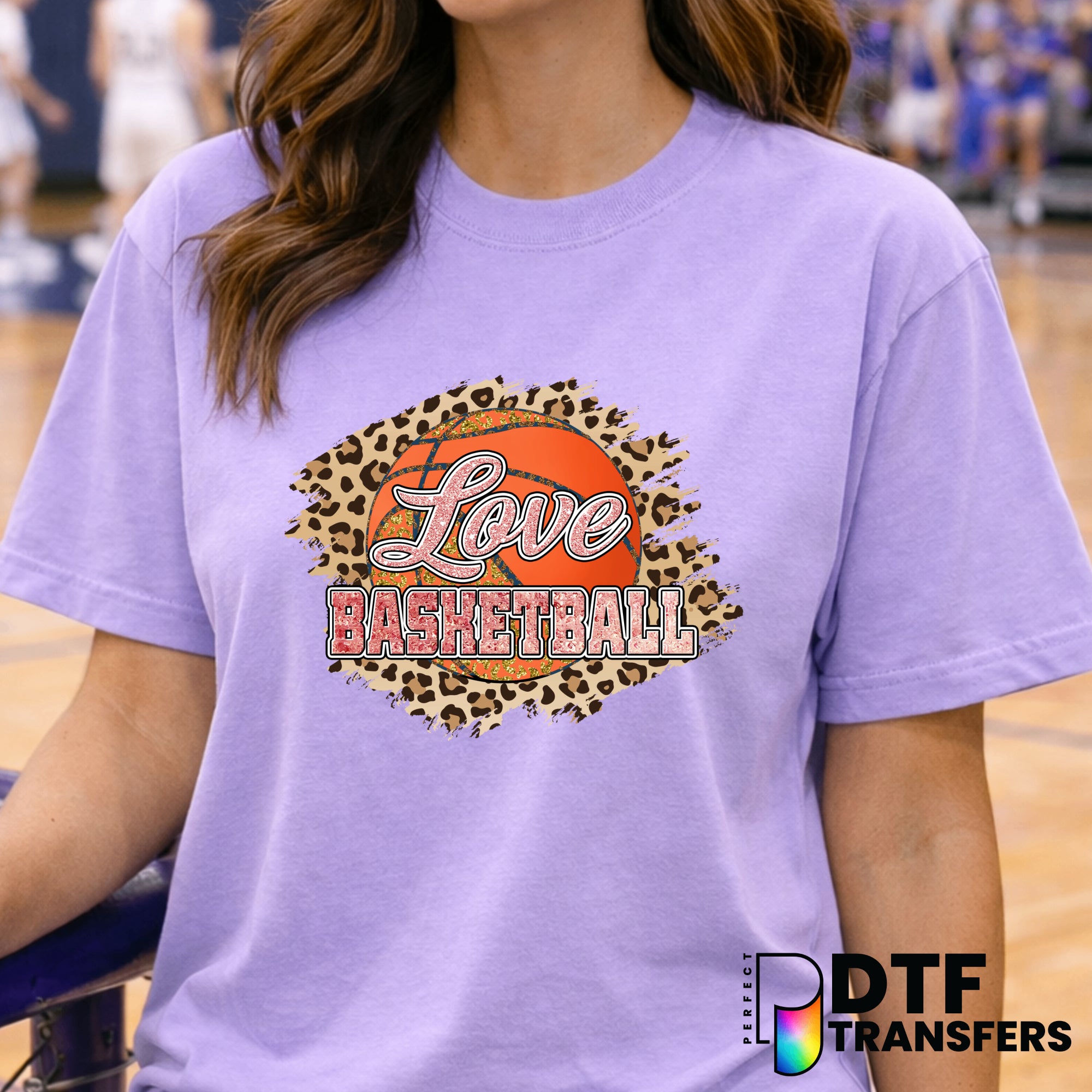 LOVE Basketball Leopard Glitter – DTF Transfer
