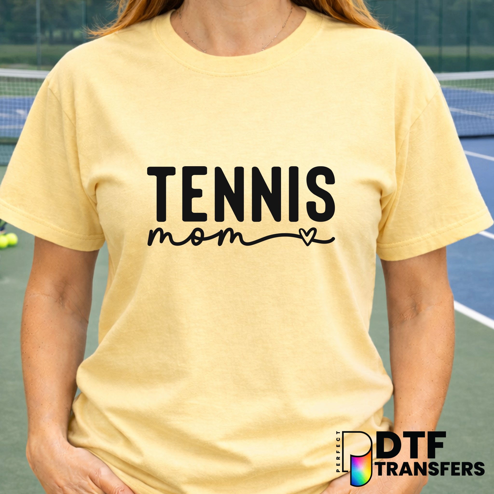 Tennis Mom with Heart – Tennis DTF Transfer