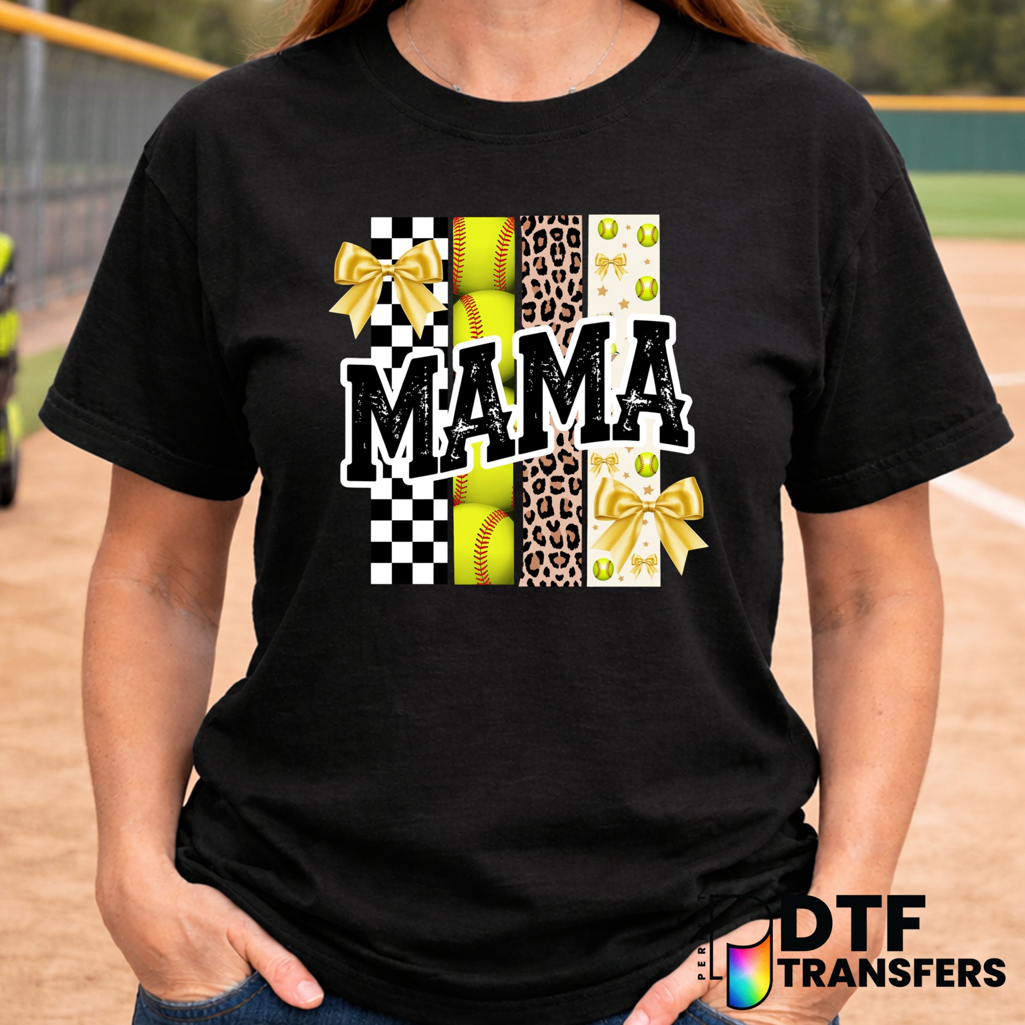 Mama Checkered Leopard Grunge – Softball DTF Transfer