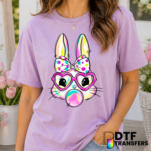 Girl Bunny Glasses Bubblegum – Easter DTF Transfer