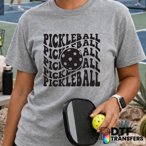 Stacked Wavy Retro PICKLEBALL – DTF Transfer