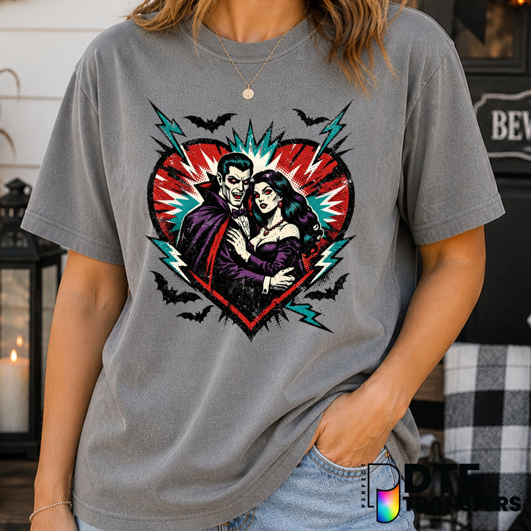 Retro Horror Vampire Love – Halloween DTF Transfer