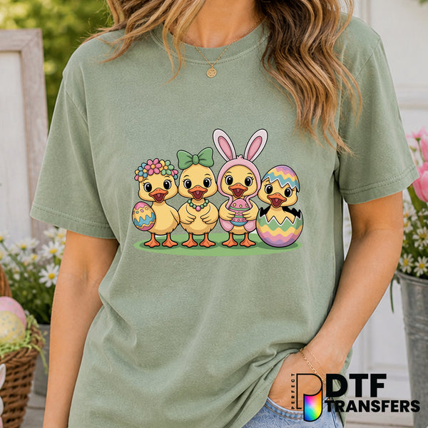 Easter Ducks Coquette Floral Eggs – Easter DTF Transfer